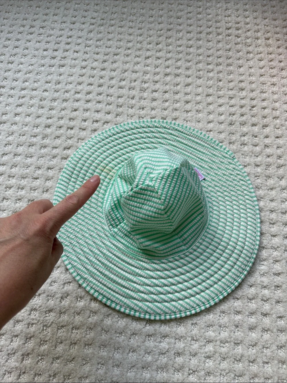 Mint Green Striped Baby Sunsuit with Hat